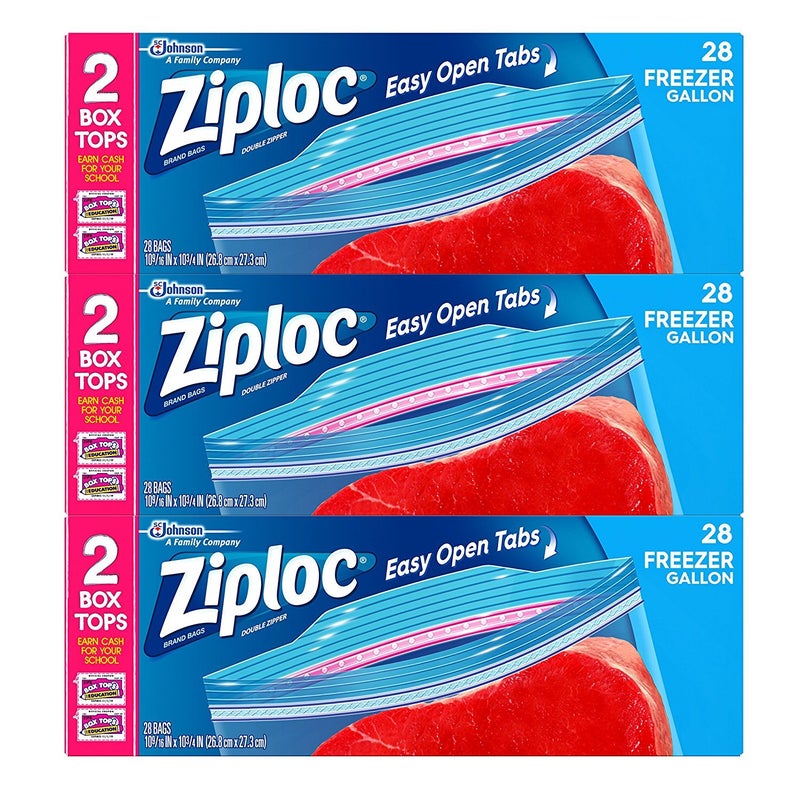 Ziploc Ziploc Freezer Bags with New Grip n Seal Technology Gallon 28 Count Pack of 3 84 Total Bags