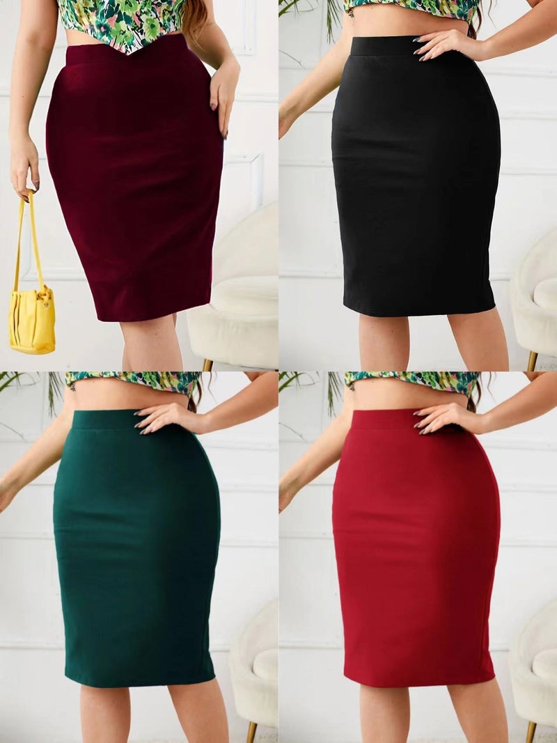 Independent Station Popular Export Large Size Slit Pure Color Skirt - Image 1