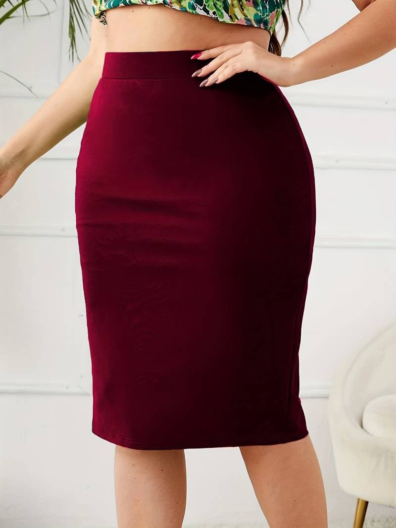 Independent Station Popular Export Large Size Slit Pure Color Skirt - Image 3