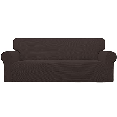 Easy-Going EasyGoing Stretch Oversized Sofa Slipcover 1Piece Sofa Cover Furniture Protector Couch Soft with Elastic Bottom for Kids Polyester Spandex Jacquard Fabric Small Checks Chocolate - Image 1