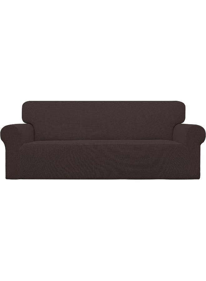 Easy-Going EasyGoing Stretch Oversized Sofa Slipcover 1Piece Sofa Cover Furniture Protector Couch Soft with Elastic Bottom for Kids Polyester Spandex Jacquard Fabric Small Checks Chocolate - Image 4