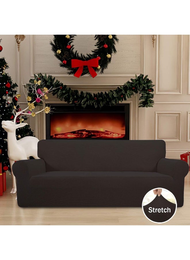 Easy-Going EasyGoing Stretch Oversized Sofa Slipcover 1Piece Sofa Cover Furniture Protector Couch Soft with Elastic Bottom for Kids Polyester Spandex Jacquard Fabric Small Checks Chocolate - Image 2