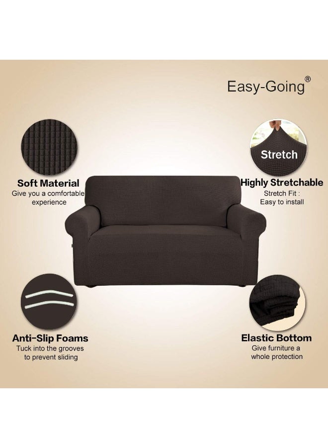 Easy-Going EasyGoing Stretch Oversized Sofa Slipcover 1Piece Sofa Cover Furniture Protector Couch Soft with Elastic Bottom for Kids Polyester Spandex Jacquard Fabric Small Checks Chocolate - Image 3