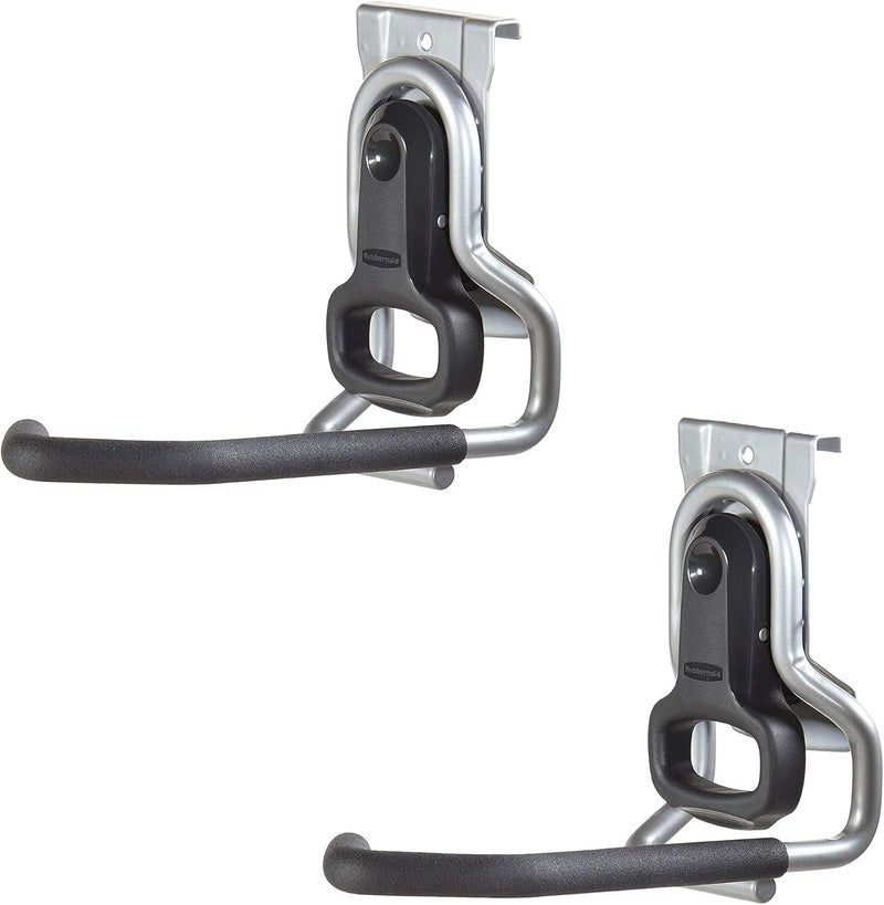 Rubbermaid Heavy Duty Universal Vertical FastTrack Hanging Wall Mount Bike Hook Garage Storage Organizer 2 Pack - Image 1