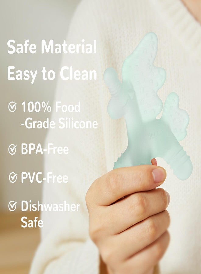 HECCEI Baby Teether Toy, Soft Food‑Grade Silicone Teether, Soft Infant Teether Chew Toy, BPA Free, Multi-Texture Design Teether (Mint Haze) - Image 2