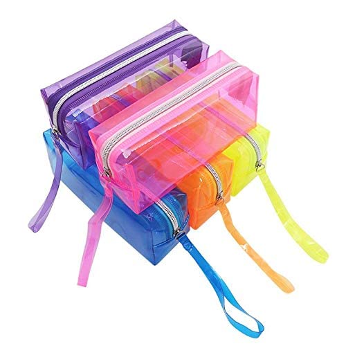 Trusmile PVC Transparent Plastic Pencil Pen Stationery Travel Cosmetic Bag with Zipper - (Pack of 1) (Pack of 2) - Image 1