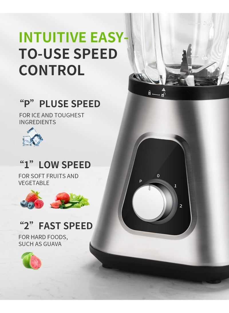 اكسيسن خلاط 2 في 1 للعصائر،1300W محرك قوي بقوة  واط، 2 سرعات قابلة للتعديل، خلاط عصارة كهربائية مع وعاء سعة 1.5 لتر وكوب سعة 600 مل، لمشروبات الفاكهة والعصائر والمخفوقات - Image 3