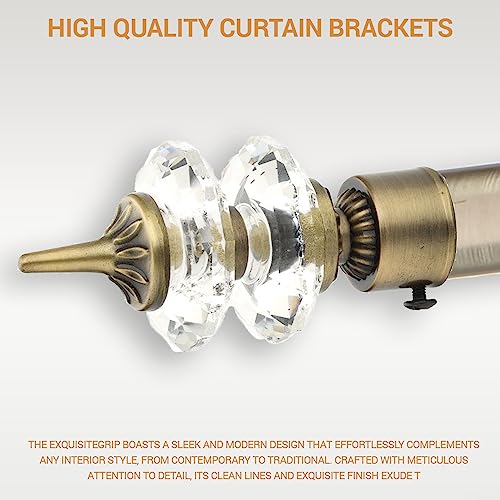 GLOXY Aluminium Curtain Brackets Parda Holders with Double Diamond Knobs Antique Finish, Fittings 1 Inch Rod Pocket Finials for Designer Door and Window (Antique, Pair of 3) - Image 4