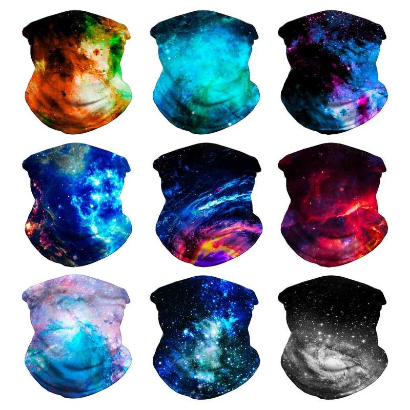 VCZUIUC Headwear Bandana Head Wrap Face Scarf Mask Neck Warmer Balaclava for Sports (Medium (Quick Dry), 9pcs Galaxy-2) - Image 1