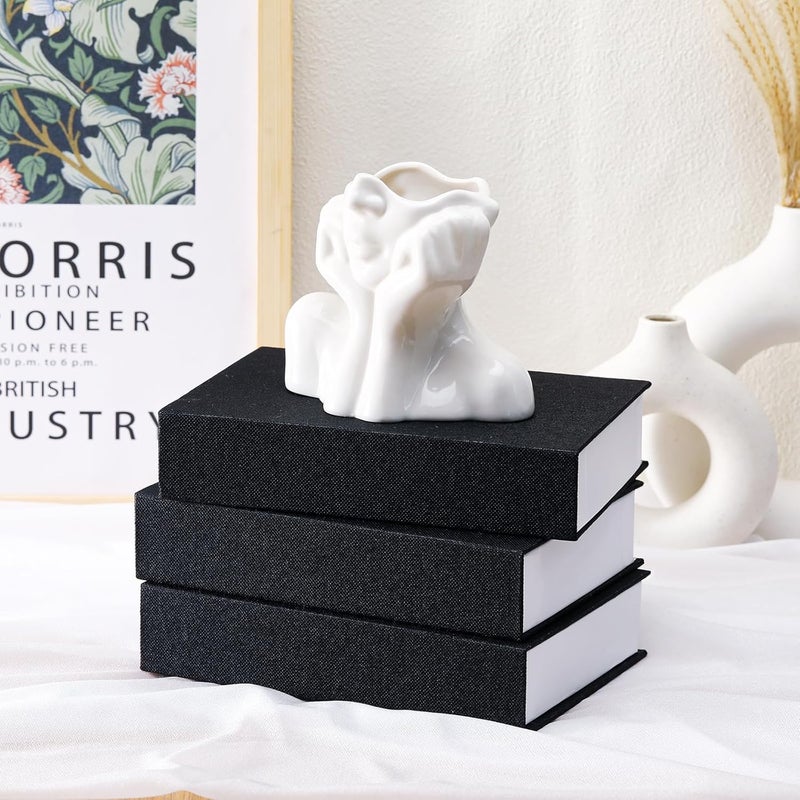 Tioncy 3 Pcs Neutral Linen Book Box Decorative Faux Book Props Storage for Modern Farmhouse Home Decor Bookshelf Table Card Photo DIY Keepsake(8.6 x 6.1 x 1.8 Inch,Black) - Image 4