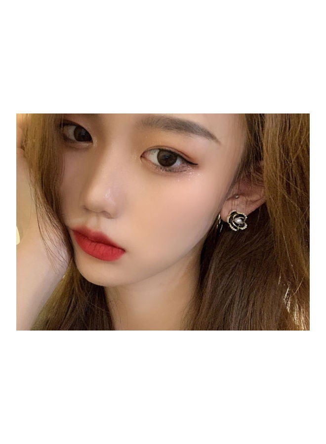 NIBEMINENT 925 Sterling Silver Pearl Camellia French Retro Flower Earrings - Image 5