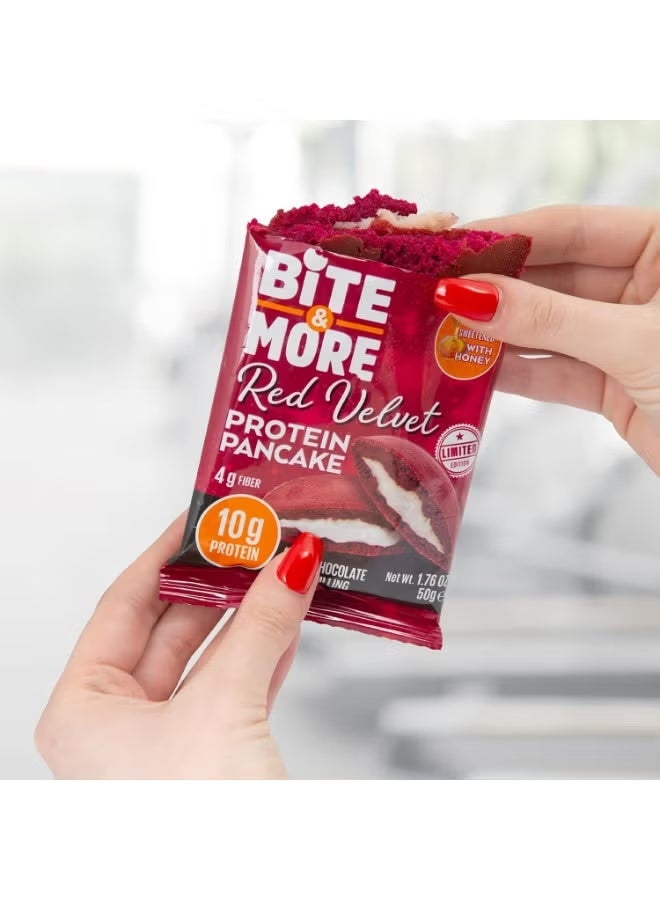 Bite & More Protein Pancake Red Velvet Flavour 50g – High Protein, Low Carb, No Added Sugar, Keto-Friendly Snack, Pack of 12 - Image 4