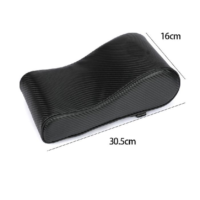 Automaze Center Console Armrest Thick Cushion,Soft Memory Foam PU Leather Height Arm Rest Pad with Phone Pocket Storage Bag (Carbon Black, With Front Pocket) - Image 3