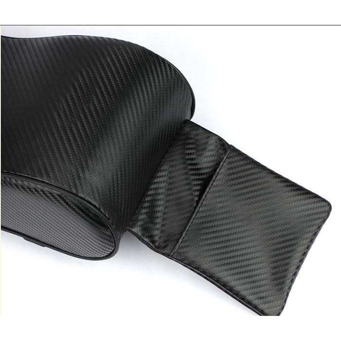 Automaze Center Console Armrest Thick Cushion,Soft Memory Foam PU Leather Height Arm Rest Pad with Phone Pocket Storage Bag (Carbon Black, With Front Pocket) - Image 2