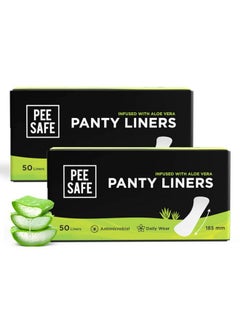 PEESAFE Pee Safe Panty Liners For Women Daily Use With Aloe Vera - 100 Liners | 185Mm Long (Large Size) | Curvy Design For Extra Comfort | Cottony-Soft Surface| Keeps You Dry & Fresh All Day Long  - Image 1
