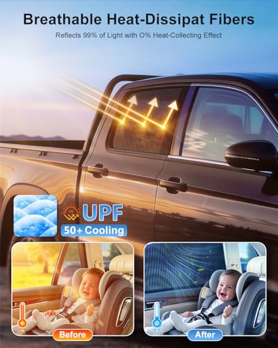 PEMOTech Car Window Shades2 PackSide Window Sun Shades UV Protection Breathable Spandex Baby Window Covers Universal Fit Most of Cars Protect Privacy for Family315 x472 Black - Image 3