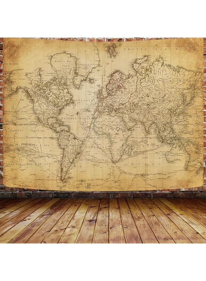 إيروريكس خريطة العالم القديمة، نسيج توزيع جغرافي لخريطة العالم القديمة، ملصق خريطة العالم التعليمية، أطلس تاريخي بني، للجدار، غرفة النوم، غرفة المعيشة، المكتب، 60 × 40 بوصة - Image 2