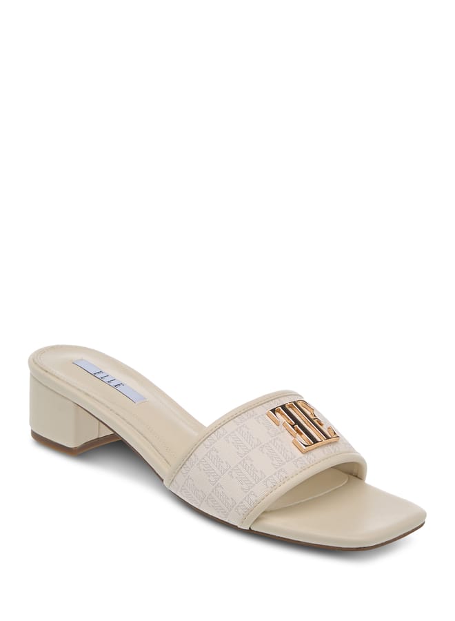 ELLE Womens Monogram Detail Slip-On Sandals With Block Heels - Image 3