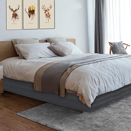 Marquess Tailored Bed Skirt Blended Quilted-Hang Down Feeling Enhancement Wrap Around Thick Bed Skirt,Dust-Proof, Wrinkle Fade Resistant Dust Ruffle with Classic 14’’Drop for Bedroom(Charcoal, Queen) - Image 2