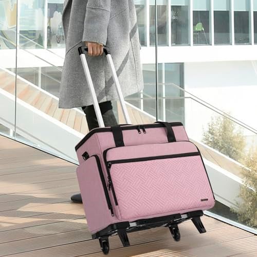 FREEAMG Extra Large Rolling Makeup Case with 4 Removable Pouches，Professional Make up Train Case with Wheels,Travel Cosmetic Bag for Hairstylists Nail Tech Makeup Artist with Detachable Trolley - Image 3