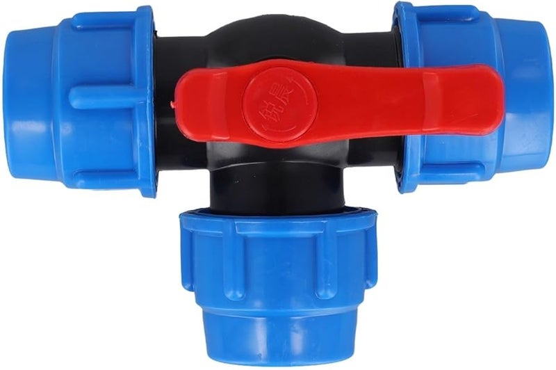 صمام الكرة ثلاثي الاتجاه 50 ملم من البولي إيثيلين، قطعة تركيب أنابيب بلاستيكية سوداء وزرقاء للتحكم في تدفق المياه - Image 4
