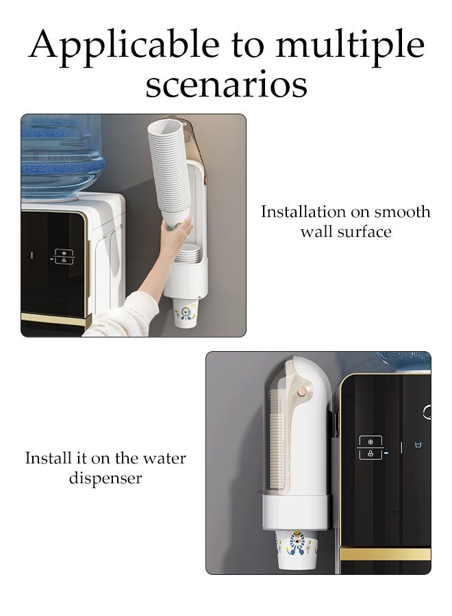 DUNISO Disposable Cup Dispenser Wall-Mounted Paper Cup Storage Transparent Dustproof Water Cup Holder Space-Saving Disposable Paper Cup Storage Rack for Water Cooler Offices Homes Restaurants - Image 3
