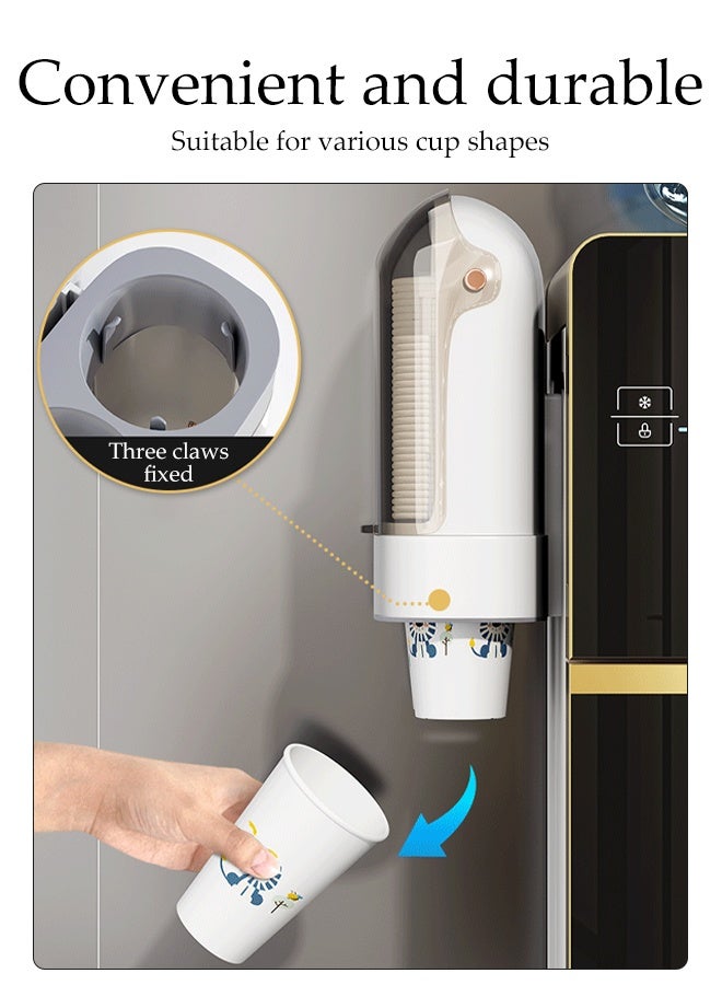 DUNISO Disposable Cup Dispenser Wall-Mounted Paper Cup Storage Transparent Dustproof Water Cup Holder Space-Saving Disposable Paper Cup Storage Rack for Water Cooler Offices Homes Restaurants - Image 2