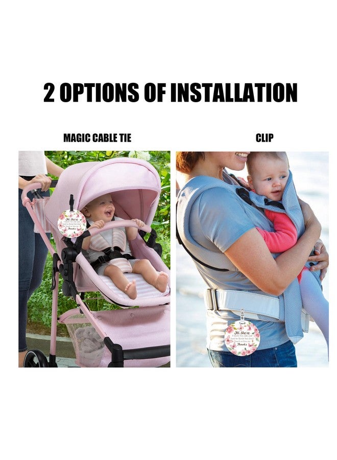 PLIGREAT 2 Sets Please Don't Touch or Kissing Baby Sign for Newborn Baby Girl Boy Baby Watercolor Flowers Butterflies No Touching Reminder Signage for Baby Carrier Car Seat Stroller Hanging Sign Tag - Image 4