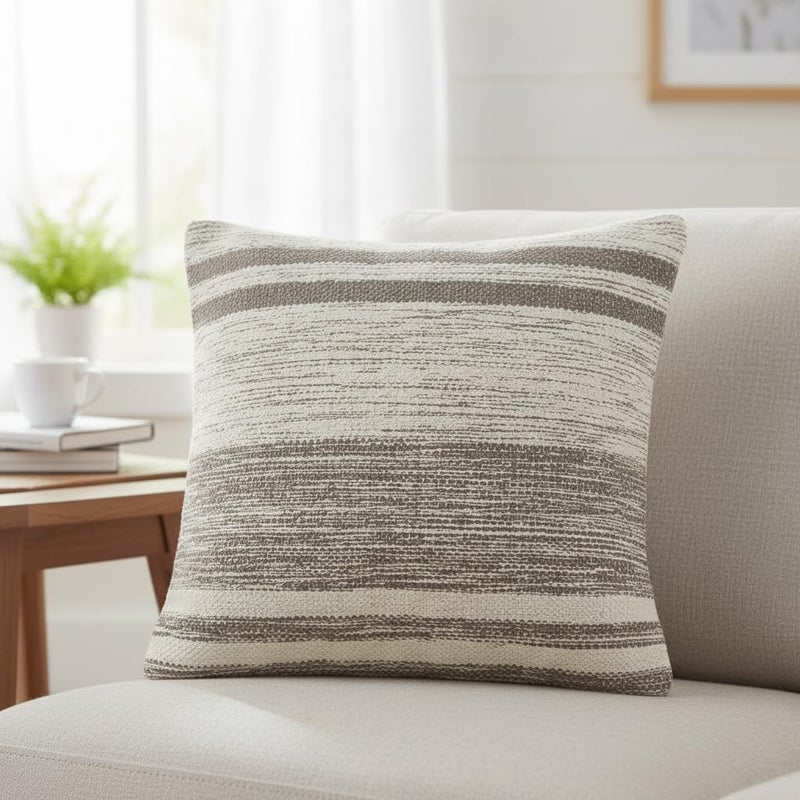 Red Earth REDEARTH Â· Tufted Throw Pillow Cushion Covers - Boho Textured Woven Decorative Cases Set for Couch - Sofa - Bed - Farmhouse - Chair - Patio - Outdoor - car - 100% Cotton (18x18 ; Taupe) Pack of 2 - Image 3