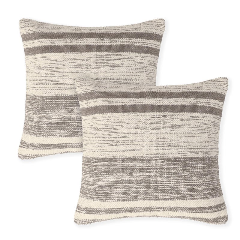Red Earth REDEARTH Â· Tufted Throw Pillow Cushion Covers - Boho Textured Woven Decorative Cases Set for Couch - Sofa - Bed - Farmhouse - Chair - Patio - Outdoor - car - 100% Cotton (18x18 ; Taupe) Pack of 2 - Image 1