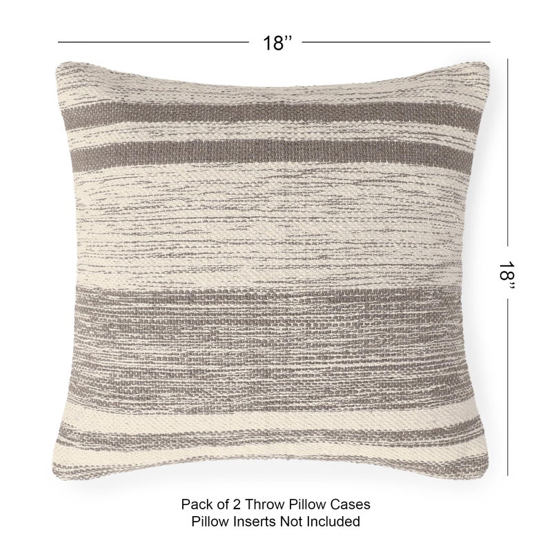 Red Earth REDEARTH Â· Tufted Throw Pillow Cushion Covers - Boho Textured Woven Decorative Cases Set for Couch - Sofa - Bed - Farmhouse - Chair - Patio - Outdoor - car - 100% Cotton (18x18 ; Taupe) Pack of 2 - Image 2