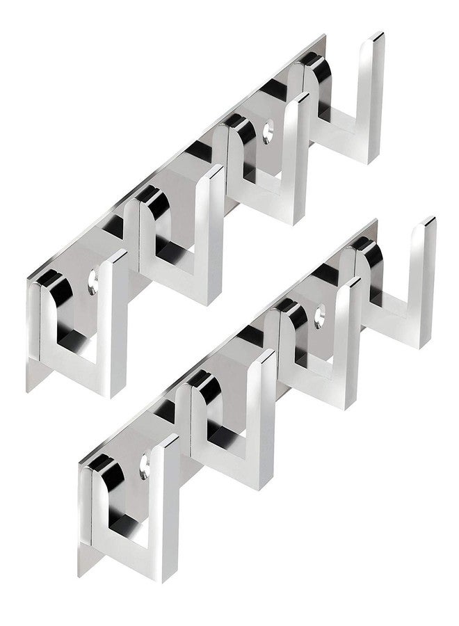 MAP Stainless Steel Premium 4 pin Cloth Hanger Wall Door Hook Rail for Hanging Clothes.Towel Hook L typs (Pack of 2pc) - Image 1