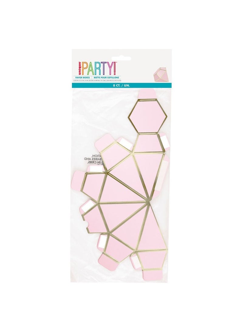 Unique Diamond Gift Boxes Pink Paper Gold Metallic 10cm 8-Pack - Image 2