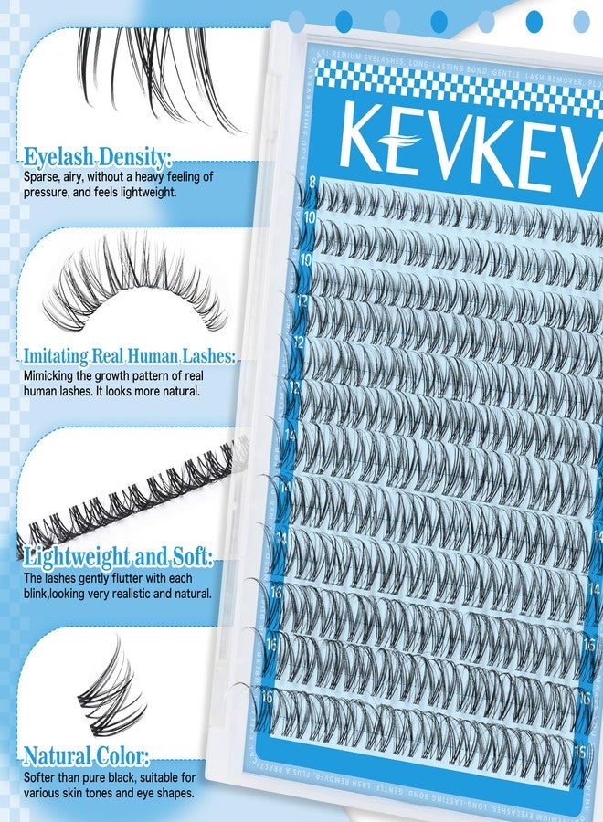 KevKev Wispy Lash Clusters Kit Invisible Thin Band Natural Eyelash Clusters 8-16mm Lash Extension Kit Mix Length Clear Band Natural Look Cluster Eyelash Extensions With Lash Bond DIY Lash At Home(Wispy02) - Image 5