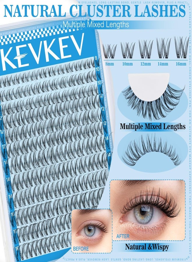KevKev Wispy Lash Clusters Kit Invisible Thin Band Natural Eyelash Clusters 8-16mm Lash Extension Kit Mix Length Clear Band Natural Look Cluster Eyelash Extensions With Lash Bond DIY Lash At Home(Wispy02) - Image 2