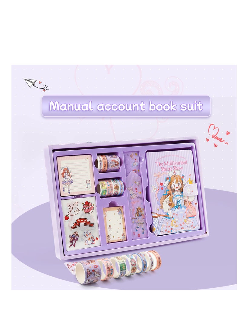 SOLARAE DIY Journal Set for Girls, Age of 8 years old and up, Kids Scrapbook Kit Diary, Arts craft kit, Manual set for girls gift, Stationery Set, Decorate by yourself, Teenage Girls Birthday (Purple) - Image 5