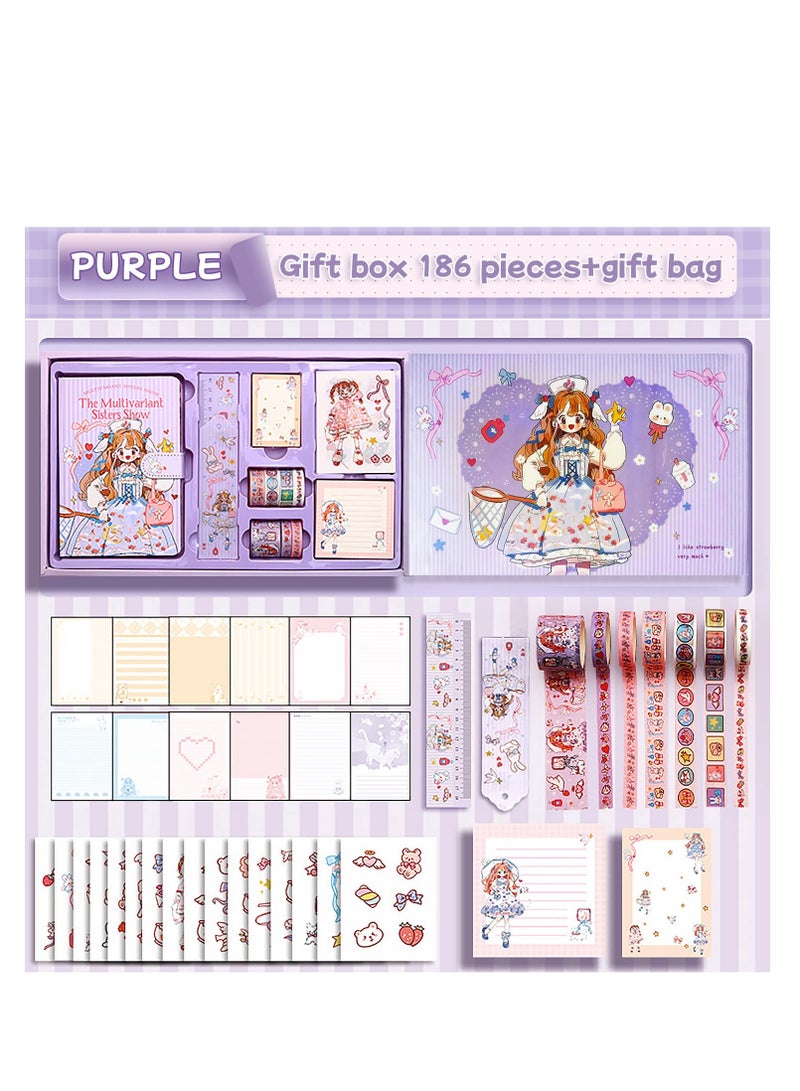 SOLARAE DIY Journal Set for Girls, Age of 8 years old and up, Kids Scrapbook Kit Diary, Arts craft kit, Manual set for girls gift, Stationery Set, Decorate by yourself, Teenage Girls Birthday (Purple) - Image 2