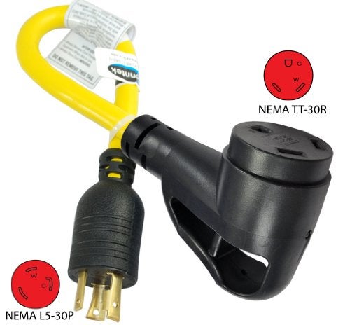 Conntek 15825 1.5-Feet, 30-Amp RV Generator Adapter for Model L5-30P Locking Plug to RV 30-Amp Ergo Grip Connector with Power Indicator - Image 2