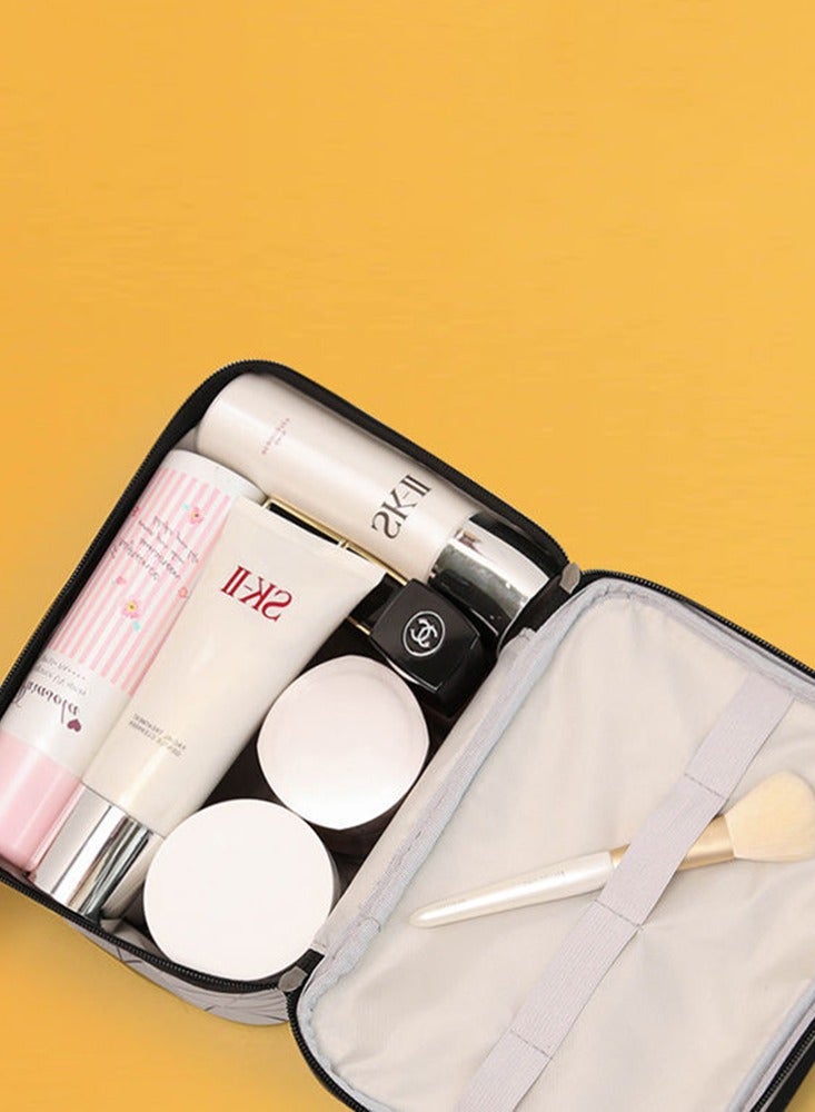 Women Large Capacity Double-Layer Travel Makeup Bag Zipper Thransparent Elegant Lady Waterproof Toilet Skin Care Products Cosmetic Bag Organizer Case Travel Portable Multifunction Lingge Wash Bag With Handle - Image 3