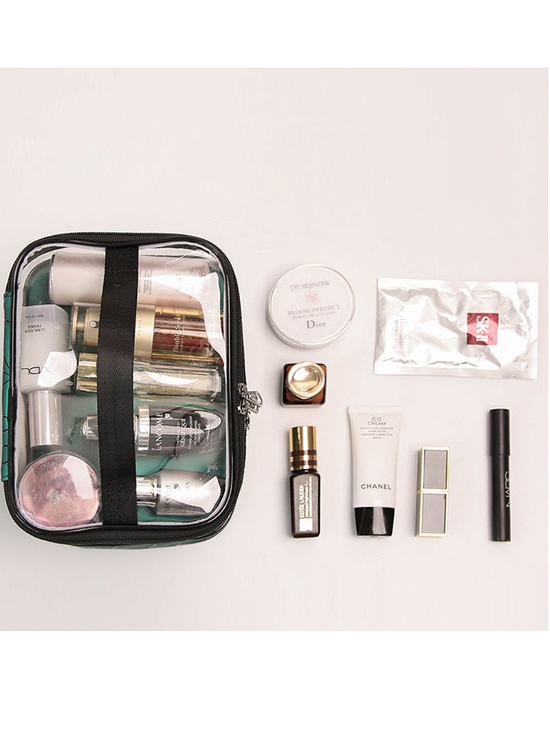 Women Large Capacity Double-Layer Travel Makeup Bag Zipper Thransparent Elegant Lady Waterproof Toilet Skin Care Products Cosmetic Bag Organizer Case Travel Portable Multifunction Lingge Wash Bag With Handle - Image 2