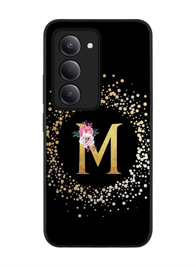 Stylizedd For Xiaomi Redmi 15 5G Case,Slim fit Camera Protection, Shockproof Thin Phone cover  - Custom Monogram Floral - M ( Black ) - Image 1