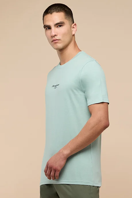 أر أند بي Typography Print T-Shirt with Crew Neck and Short Sleeves