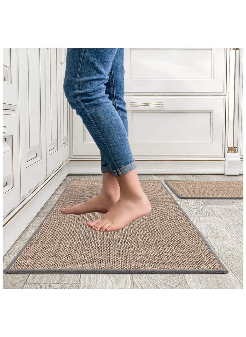 MEKITON - MEKITON Set of 2 PCs Premium Anti-Fatigue Kitchen Mats, Non-Skid Natural Rubber Kitchen Floor Mats, Washable | Runner Rugs for Kitchen Floor Front of Sink, Laundry Room | 45X120CM + 45X75CM (Grey) - Image 1