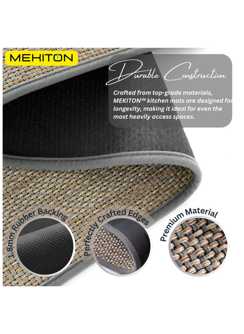 MEKITON - MEKITON Set of 2 PCs Premium Anti-Fatigue Kitchen Mats, Non-Skid Natural Rubber Kitchen Floor Mats, Washable | Runner Rugs for Kitchen Floor Front of Sink, Laundry Room | 45X120CM + 45X75CM (Grey) - Image 1