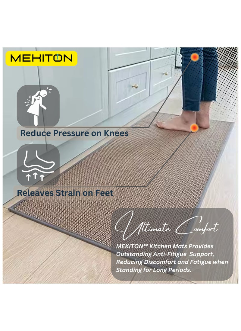 MEKITON - MEKITON Set of 2 PCs Premium Anti-Fatigue Kitchen Mats, Non-Skid Natural Rubber Kitchen Floor Mats, Washable | Runner Rugs for Kitchen Floor Front of Sink, Laundry Room | 45X120CM + 45X75CM (Grey) - Image 1