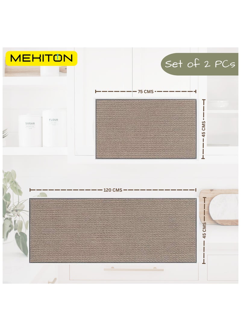 MEKITON - MEKITON Set of 2 PCs Premium Anti-Fatigue Kitchen Mats, Non-Skid Natural Rubber Kitchen Floor Mats, Washable | Runner Rugs for Kitchen Floor Front of Sink, Laundry Room | 45X120CM + 45X75CM (Grey) - Image 1