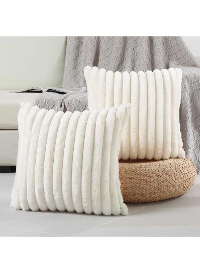 Relex Pack of 2 Throw Pillow Covers, Decorative Faux Fur Covers, Couch Soft Fluffy Pillow Cover with Velvet Back for Living Room, Sofa, Couch and Bedroom (45x45 cm) - Image 1