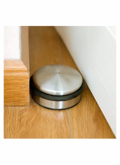 KASTWAVE 4 PcsDoor Stop Stainless Steel, Heavy Duty Chrome Door Stopper with Rubber Buffer Ring, Metal Round Door Stoppers for Floor, Safety Door Wedge for Home Office  - Image 2