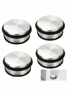 KASTWAVE 4 PcsDoor Stop Stainless Steel, Heavy Duty Chrome Door Stopper with Rubber Buffer Ring, Metal Round Door Stoppers for Floor, Safety Door Wedge for Home Office  - Image 1