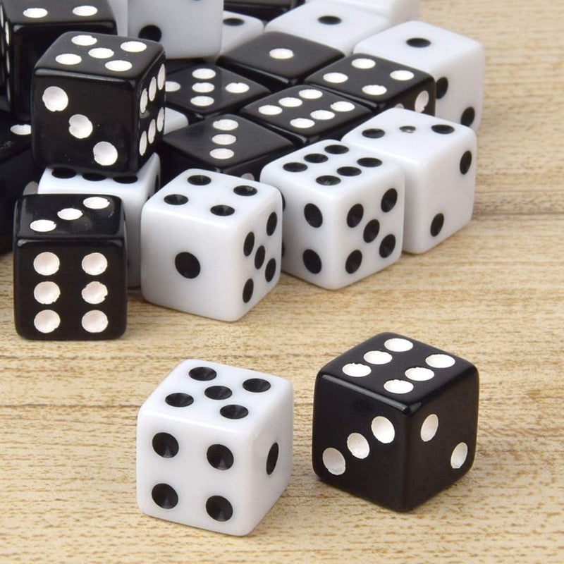Zikra 6 Sided Dice Set 16mm Acrylic Dice 2 Color for Playing Games Dice Games, Math Games, Party Favors, Toy Gifts or Teaching Kids Math Board Games, Activity, Party Favors 100 Pieces - Image 5